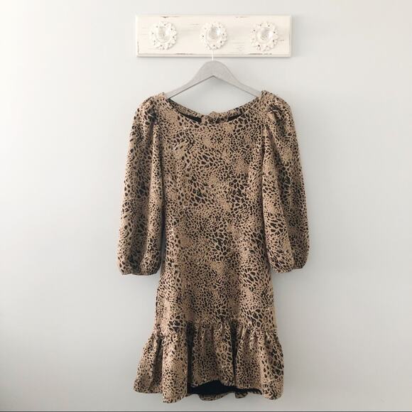 Anthropologie Maeve Leopard Print Knit Cut Out Mini Dress NEW - Picture 1 of 12
